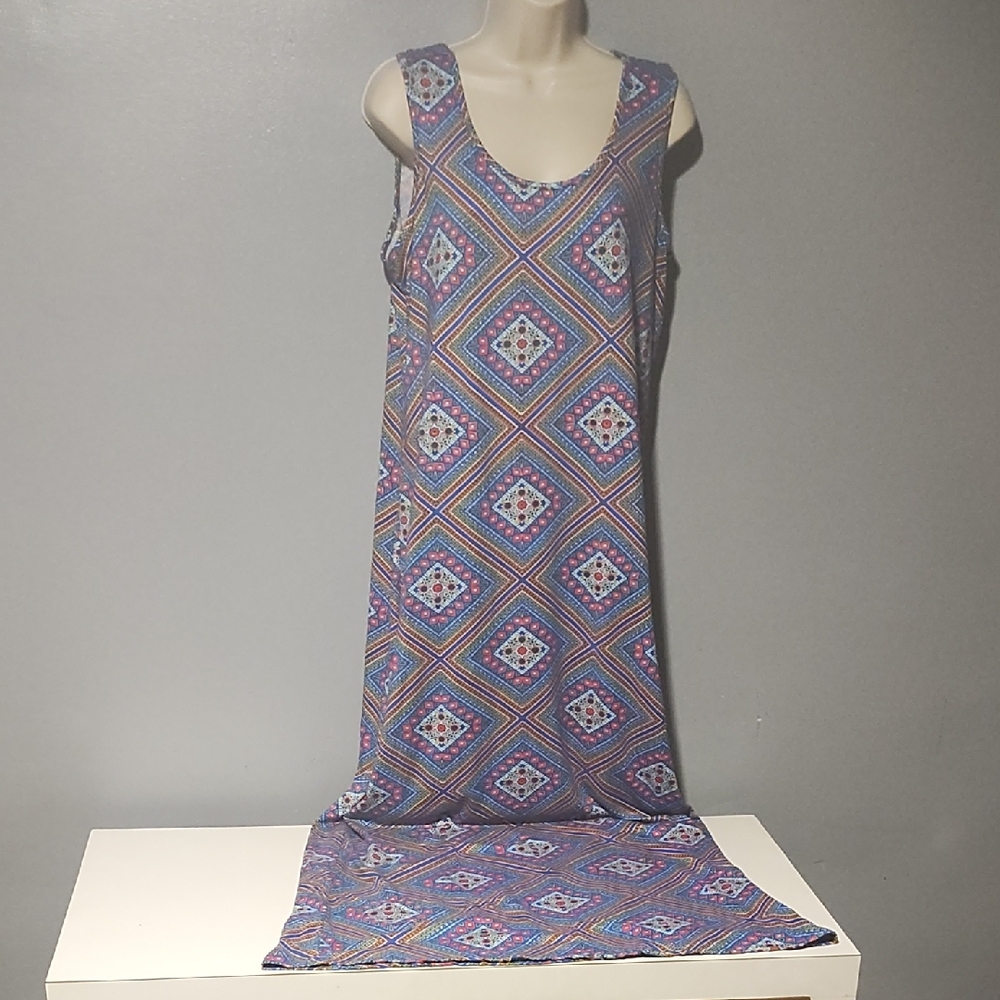 Espresso Geometric Patterned Sleeveless Maxi Dress